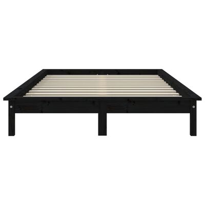 vidaXL Estrutura de cama 140x200 cm pinho maciço preto