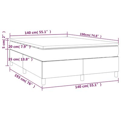 vidaXL Cama com molas/colchão 140x190 cm veludo cinzento-claro