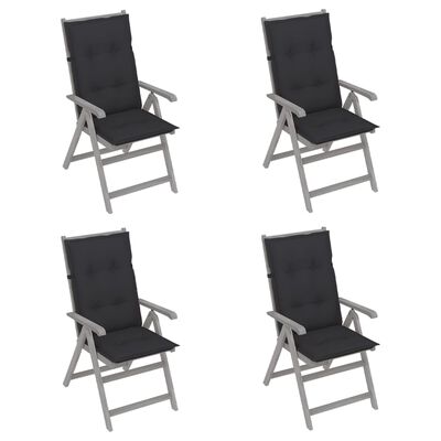 vidaXL Cadeiras jardim reclináveis c/ almofadões 4 pcs acácia maciça