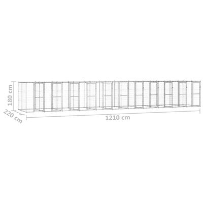 vidaXL Canil de exterior com telhado 26,62 m² aço galvanizado