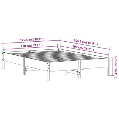 vidaXL Cama sem colchão 120x200 cm madeira de pinho maciça branco