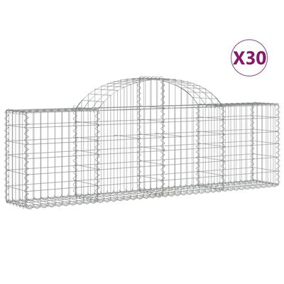 vidaXL Cestos gabião arqueados 30pcs 200x30x60/80 cm ferro galvanizado