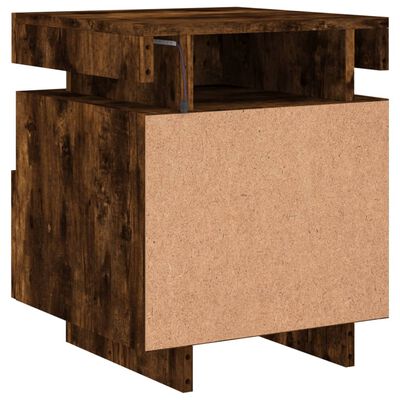 vidaXL Mesa de cabeceira c/ LEDs 40x39x48,5 cm carvalho fumado