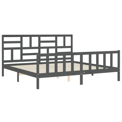 vidaXL Estrutura de cama com cabeceira 200x200 cm madeira maciça cinza