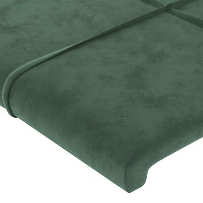 vidaXL Cabeceira de cama c/ LED veludo 103x16x118/128 cm verde-escuro