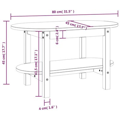 vidaXL Mesa de centro 80x45x45 cm madeira de pinho maciça preto