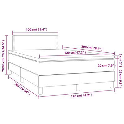 vidaXL Cama box spring c/colchão/LED 120x200cm couro artificial branco