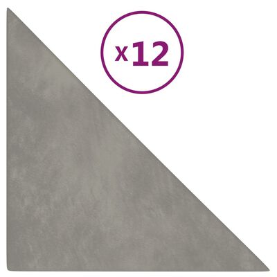 vidaXL Painel de parede 12 pcs 30x30 cm veludo 0,54 m² cinza-claro