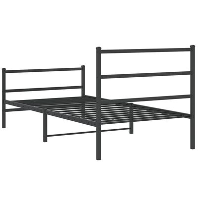 vidaXL Estrutura de cama com cabeceira e pés 100x190 cm metal preto