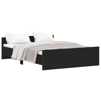 vidaXL Estrutura de cama com cabeceira e pés 135x190 cm preto