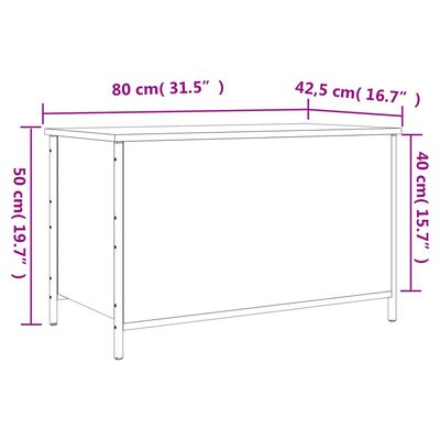 vidaXL Banco arrumação 80x42,5x50 cm derivados madeira carvalho fumado