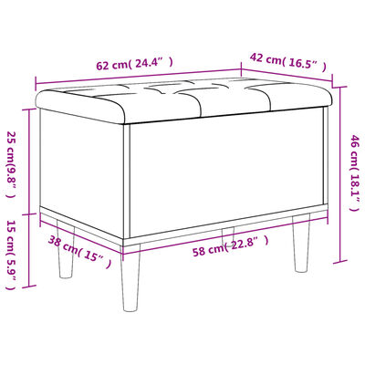 vidaXL Banco de arrumação 62x42x46cm derivados madeira cinzento sonoma