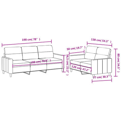 vidaXL 2 pcs conjunto de sofás com almofadões tecido cinzento-claro