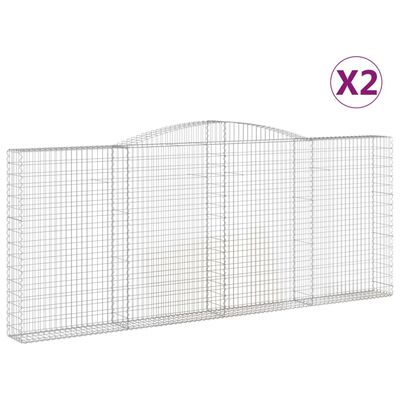 vidaXL Cestos gabião arqueados 2pcs 400x30x160/180cm ferro galvanizado