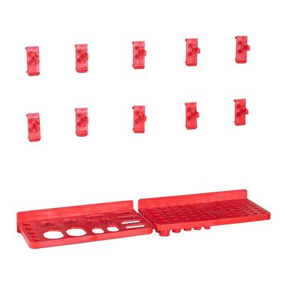 vidaXL 141 pcs kit caixas arrumação c/ painéis parede vermelho e preto