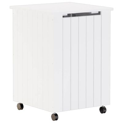 vidaXL Cesto de roupa com rodas RANA 45x45x64 cm pinho maciço branco