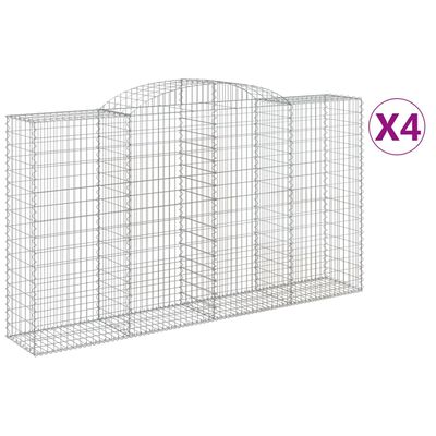 vidaXL Cestos gabião arqueados 4pcs 300x50x160/180cm ferro galvanizado