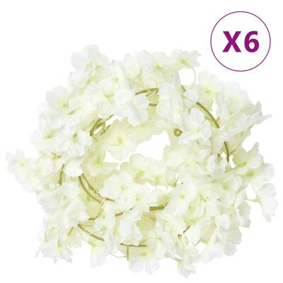 vidaXL Grinaldas de flores de Natal 6 pcs 180 cm branco