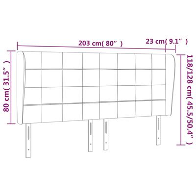 vidaXL Cabeceira cama c/ abas veludo 203x23x118/128 cm rosa