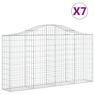 vidaXL Cestos gabião arqueados 7pcs 200x30x100/120cm ferro galvanizado