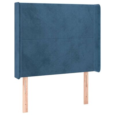 vidaXL Cabeceira cama c/ abas veludo 103x16x118/128 cm azul-escuro