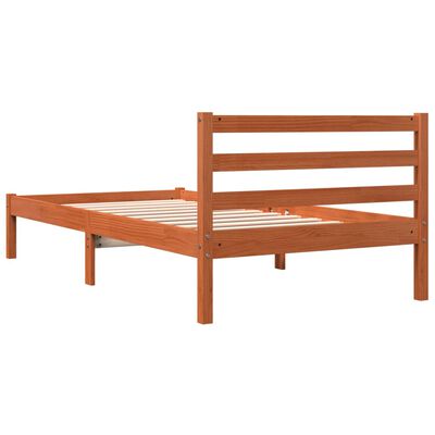 vidaXL Cama sem colchão 75x190 cm madeira de pinho maciça castanho-mel