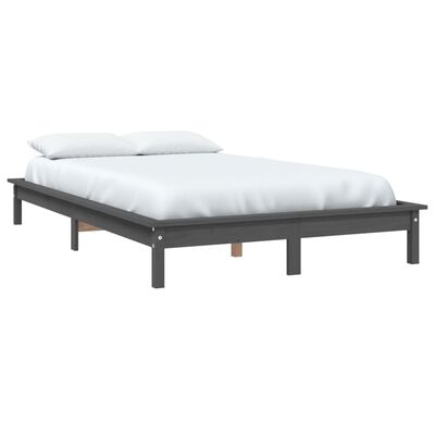 vidaXL Estrutura cama pequena de casal 120x190 cm pinho maciço cinza