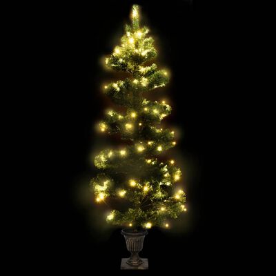 vidaXL Árvore de Natal rotativa pré-iluminada + vaso PVC 120 cm verde