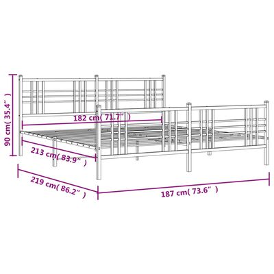 vidaXL Estrutura de cama com cabeceira e pés 183x213 cm metal branco