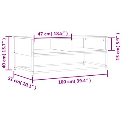 vidaXL Mesa de centro 100x51x40 cm derivados madeira carvalho castanho