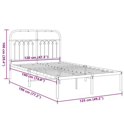 vidaXL Estrutura de cama com cabeceira 120x190 cm metal branco