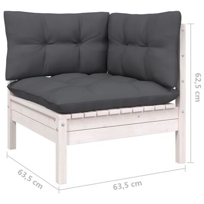 vidaXL 9 pcs conjunto lounge de jardim c/ almofadões pinho branco