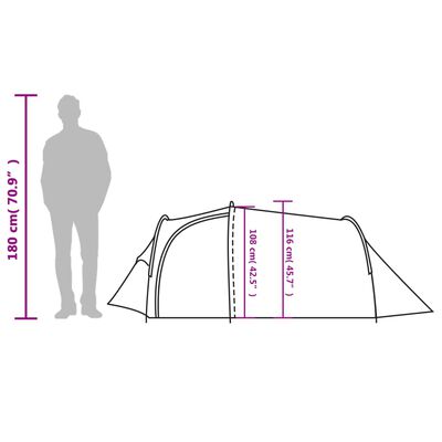 vidaXL Tenda de campismo túnel p/ 3 pessoas impermeável laranja