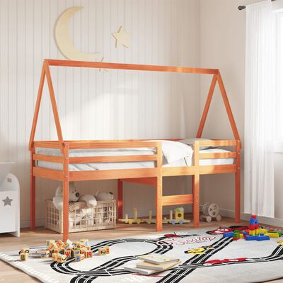 vidaXL Telhado cama infantil 199x80,5x88 cm pinho maciço castanho-mel