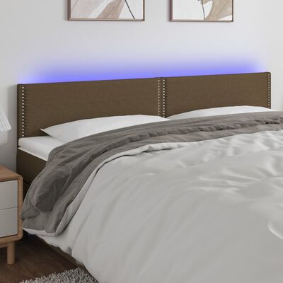 vidaXL Cabeceira de cama c/ luzes LED tecido 180x5x78/88 cm castanho