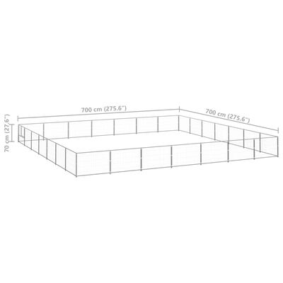 vidaXL Canil para cães 49 m² aço prateado