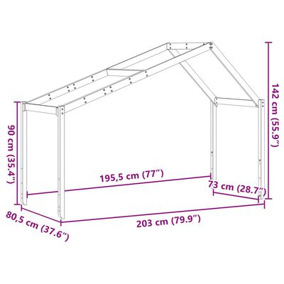 vidaXL Telhado cama infantil 203x80,5x142 cm pinho maciço castanho-mel