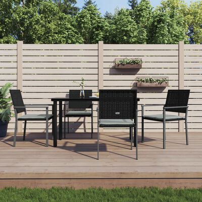 vidaXL 5 pcs conjunto de jantar p/ jardim c/ almofadões vime PE e aço