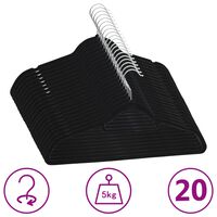 vidaXL 20 pcs conjunto de cabides antiderrapantes veludo preto