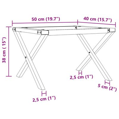 vidaXL Pernas para mesa de centro estrutura em X ferro fundido