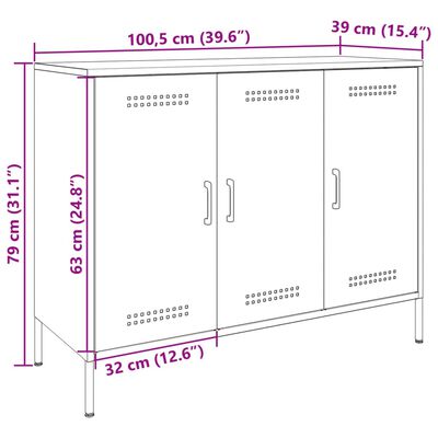 vidaXL Aparador 100,5x39x79 cm aço verde-azeitona