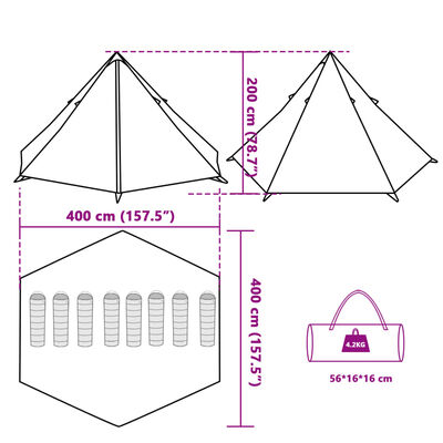 vidaXL Tenda familiar tipi para 8 pessoas impermeável azul