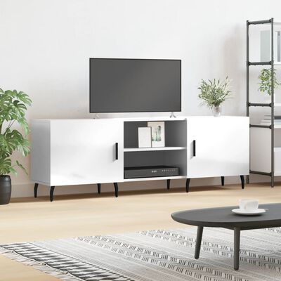 vidaXL Móvel de TV 150x30x50 cm derivados de madeira branco brilhante