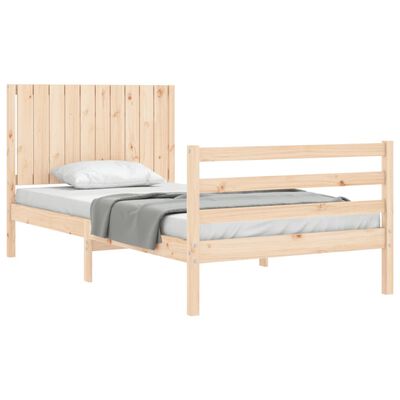 vidaXL Estrutura de cama com cabeceira 100x200 cm madeira maciça