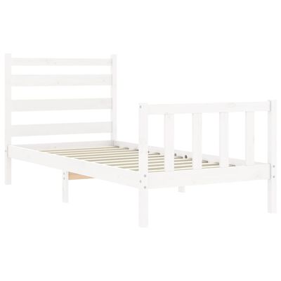 vidaXL Estrutura de cama com cabeceira 90x190 cm madeira maciça branco