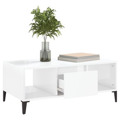 vidaXL Mesa de centro 90x50x36,5 cm derivados madeira branco brilhante