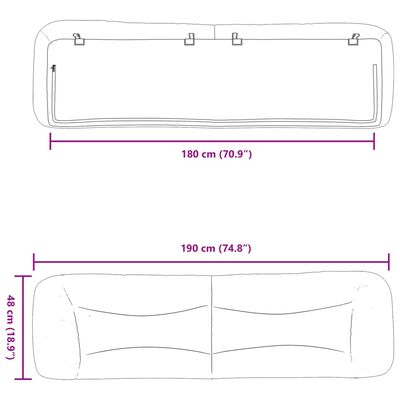 vidaXL Almofadão de cabeceira 180 cm tecido cinzento-claro