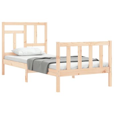 vidaXL Estrutura de cama com cabeceira 90x200 cm madeira maciça