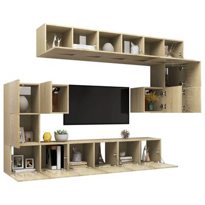 vidaXL 10 pcs conjunto móveis de TV derivados madeira carvalho sonoma