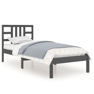 vidaXL Estrutura de cama solteiro 90x190 cm madeira maciça preto